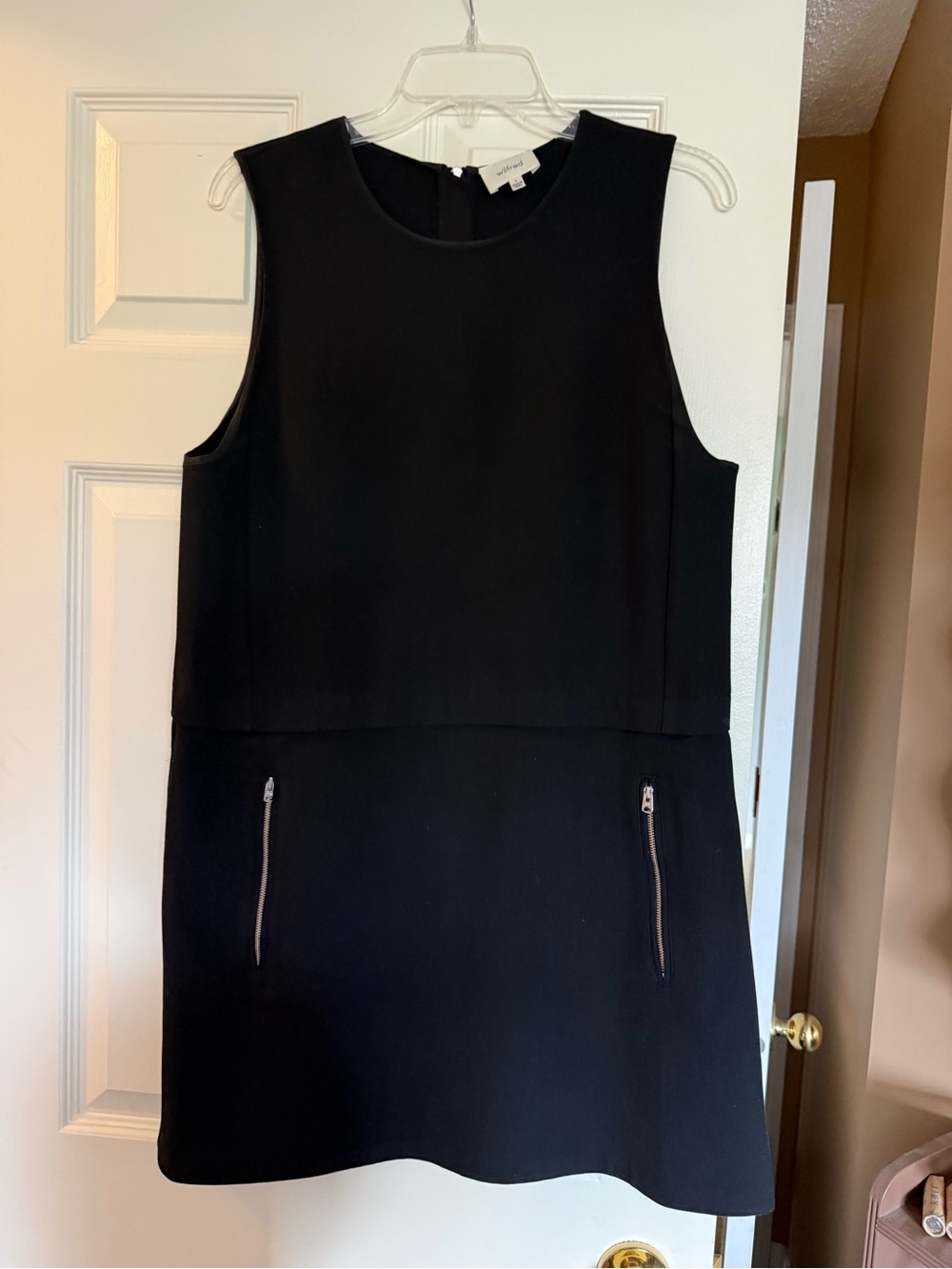 Wilfred Black Sleeveless Mini Dress with Zip Accents